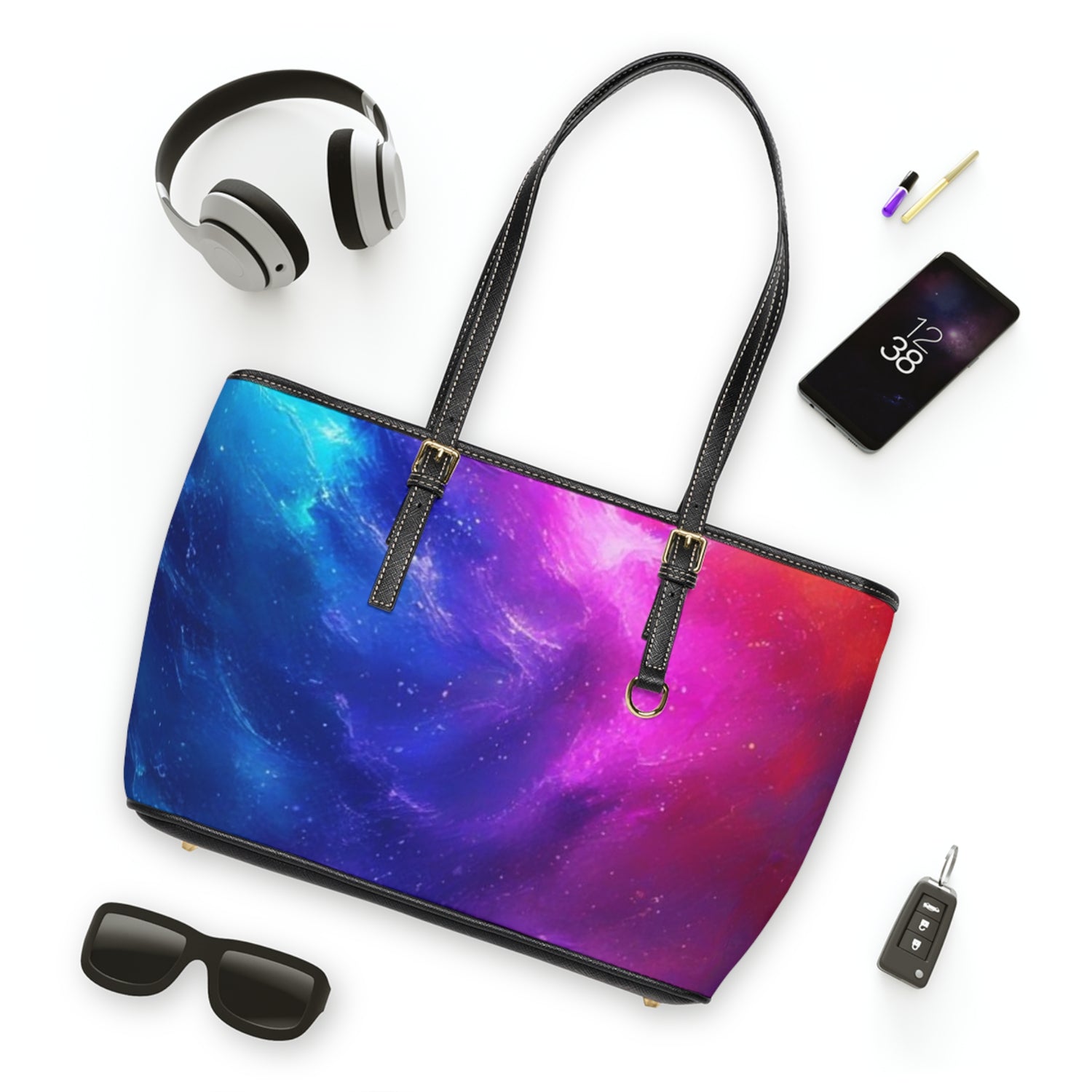 Galaxy Gradient PU Leather Shoulder Bag – Colorful Space Tote