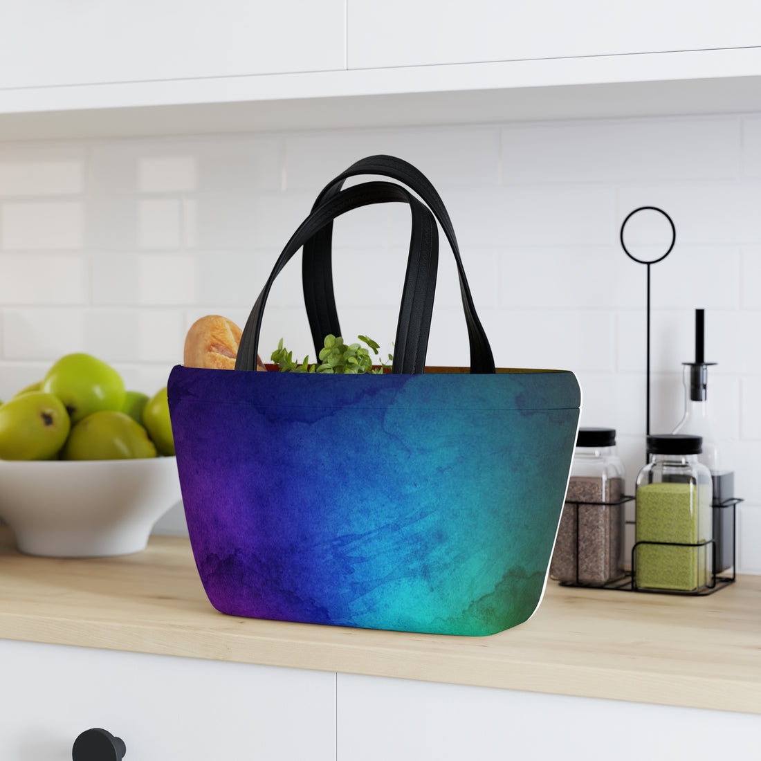 Colorful Gradient Lunch Bag — Rainbow Ombre Insulated Tote